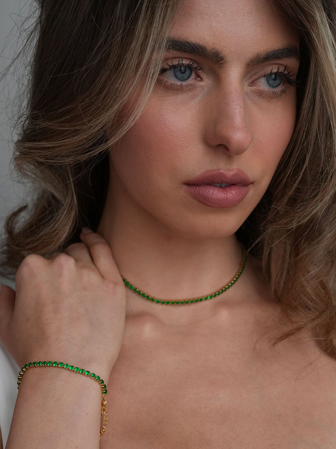 TENNIS CHOKER PERIDOT • Color: 18K Yellow Gold - Main Image