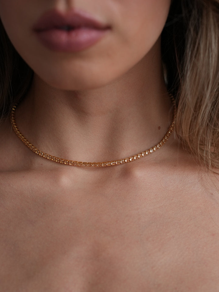 TENNIS CHOKER CHAMPAGNE • Color: 18K Yellow Gold