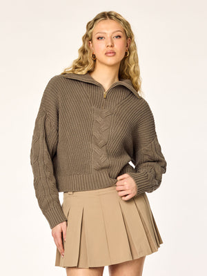KNITTED - Half-Zip Sweater • Mushroom