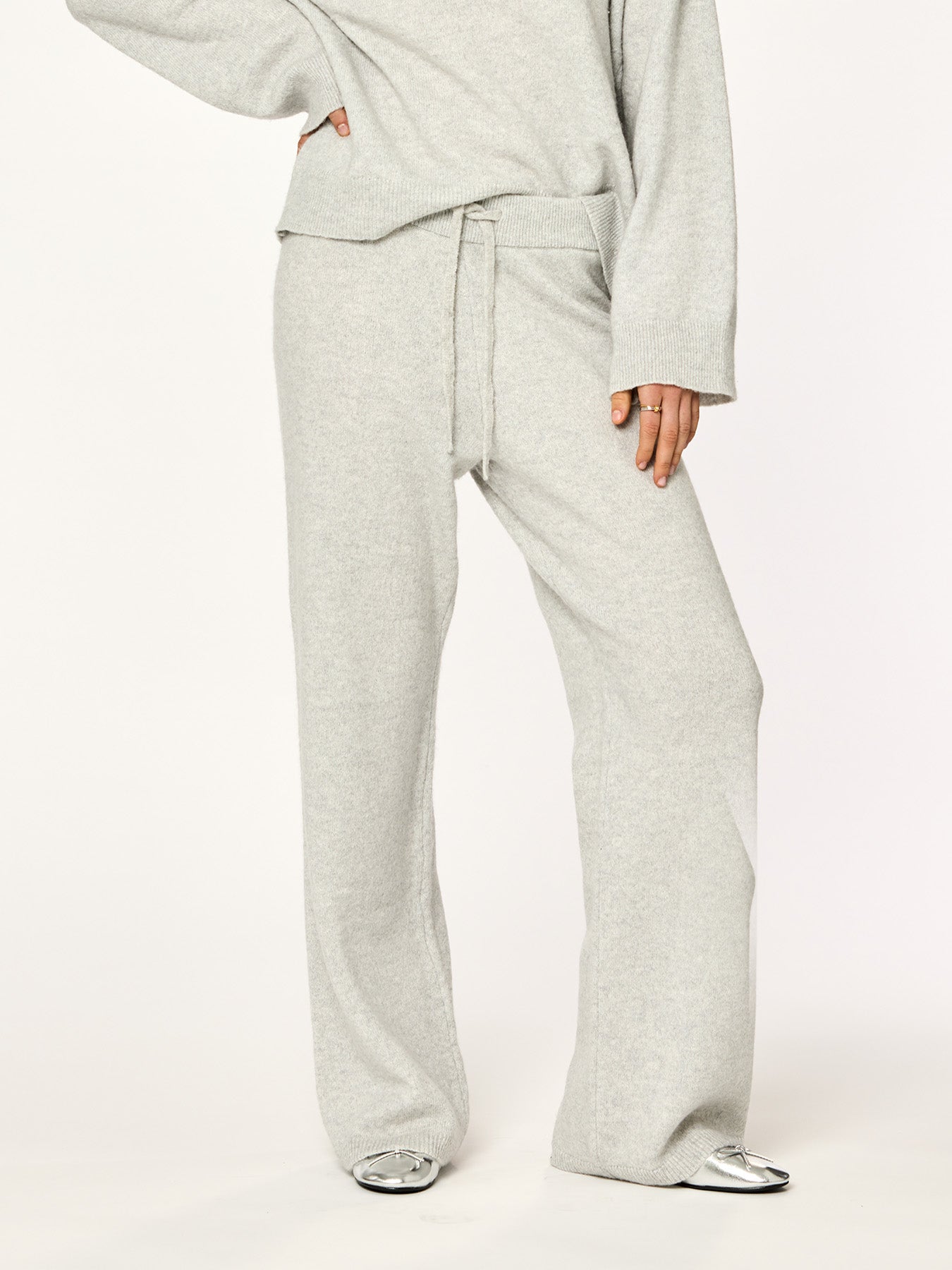 HEATHER - Knit Pants • Light Grey – NINETY-9
