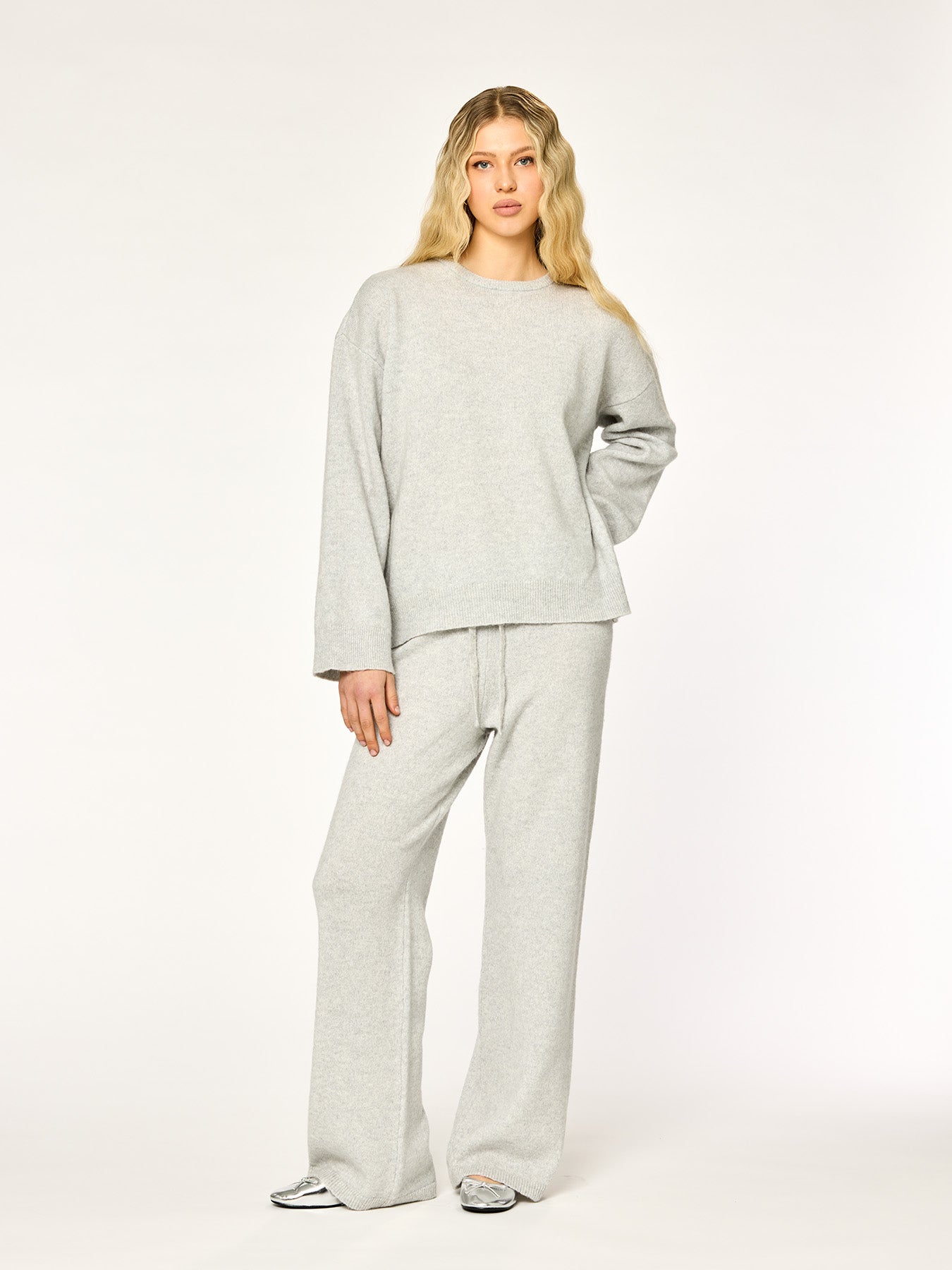 HEATHER - Knit Pants • Light Grey – NINETY-9