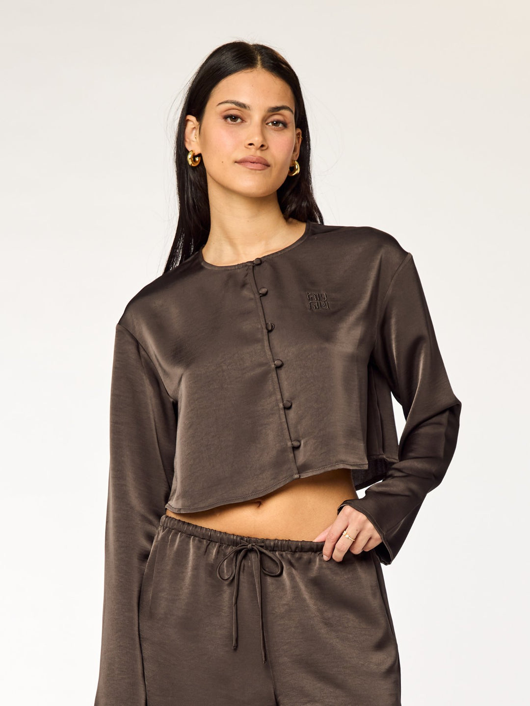 SAYA - Pleated Cup Top • Shiny Affogato