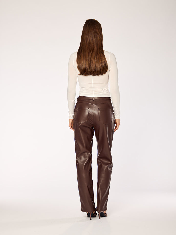 ORA - PU Leather Pants • Dark Oak