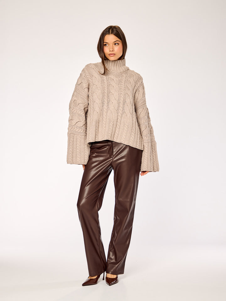 ORA - PU Leather Pants • Dark Oak