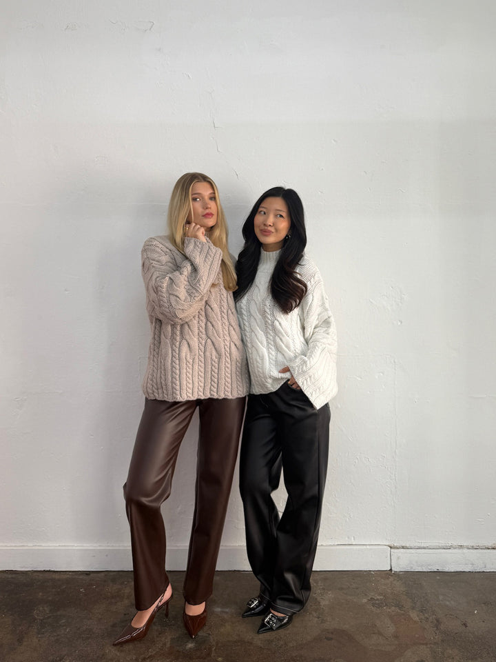 ORA - PU Leather Pants • Dark Oak