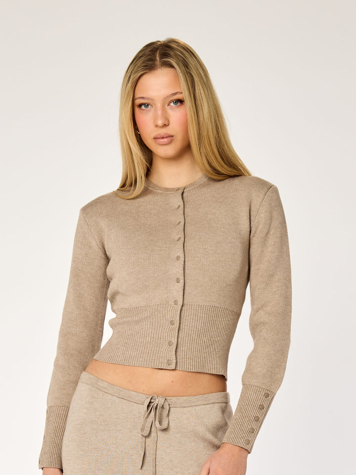 FAYE - Fitted Cardigan • Mushroom