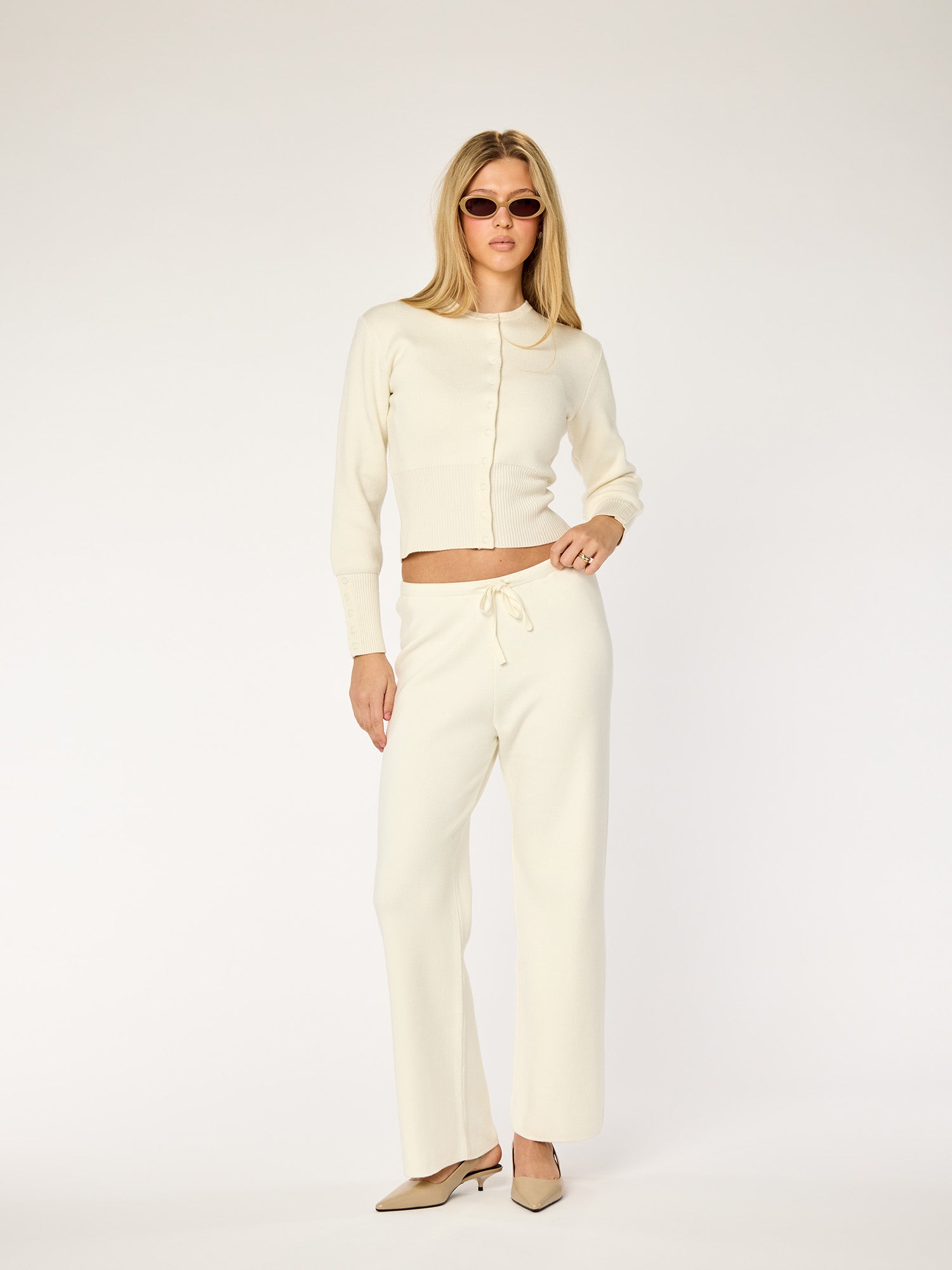 FAYE - Fitted Cardigan • Cream – NINETY-9