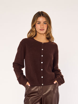 CASHMERE - Buttoned Cardigan • Café Noir