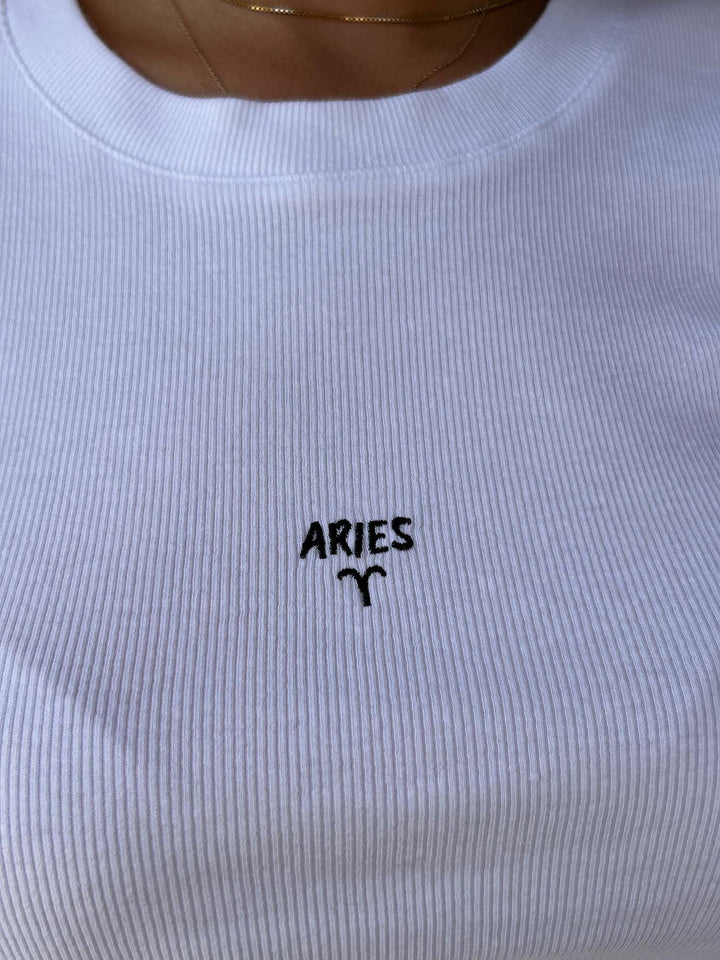 ZODIAC - Aries - Baby Tee • White