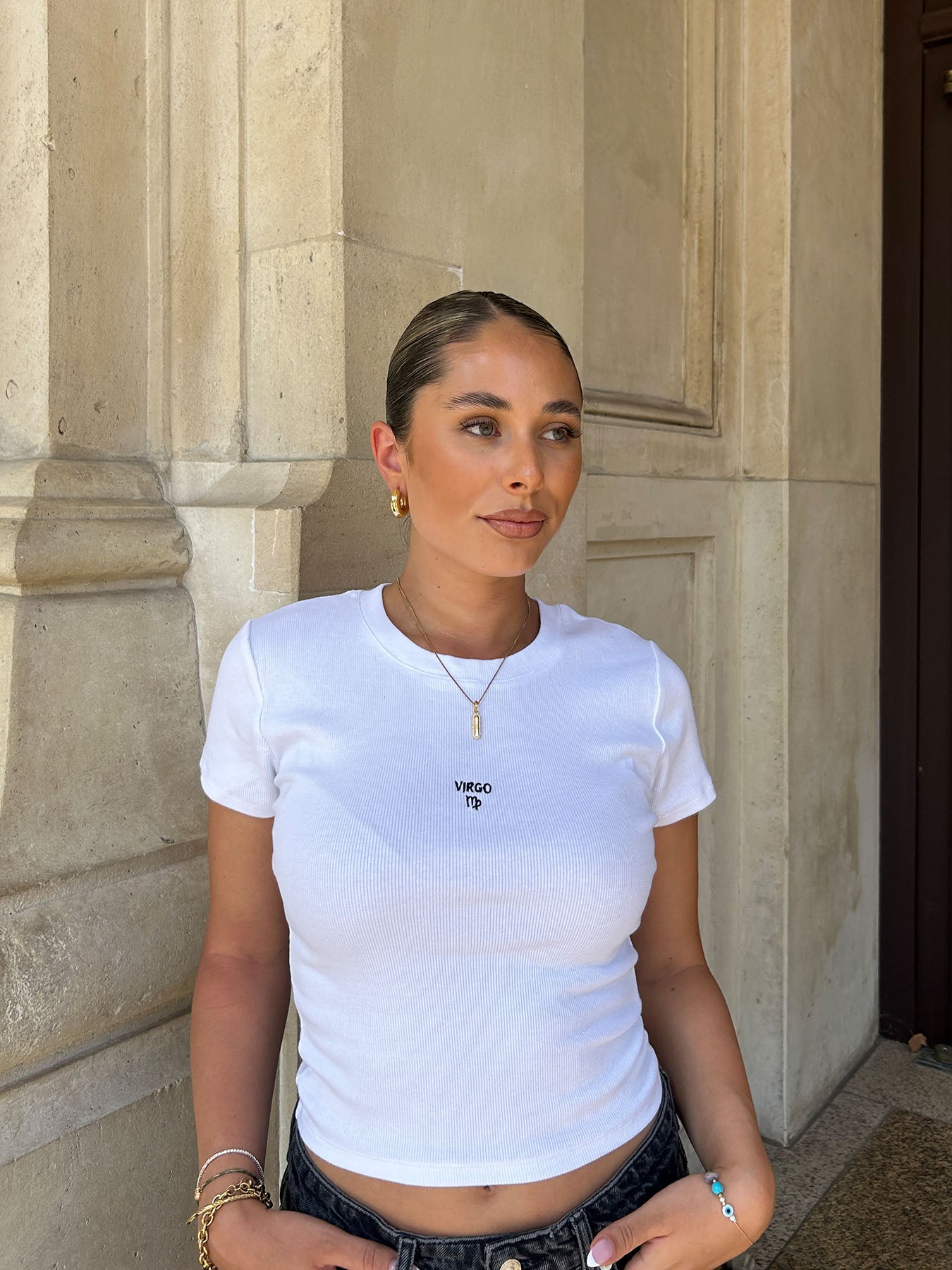 ZODIAC - Virgo - Baby Tee • White – NINETY-9