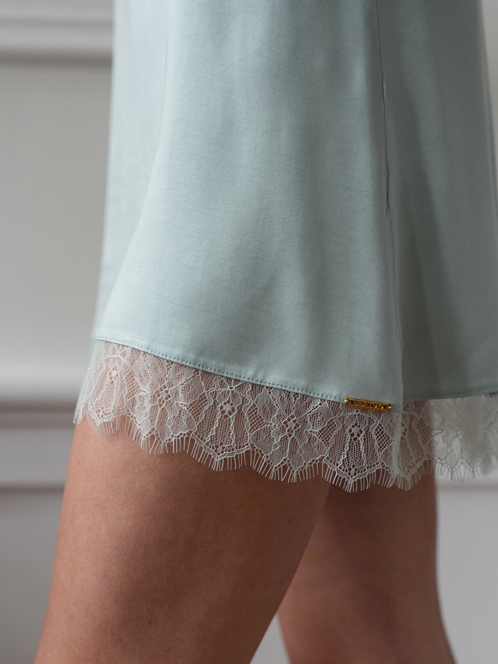DREAMY - Lace Slip Dress • Pearly Blue