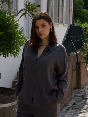 ROMANTIC - Longsleeve Blouse • Steel