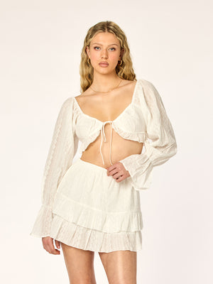 SUNSEEKER - Cropped Longsleeve Blouse • White