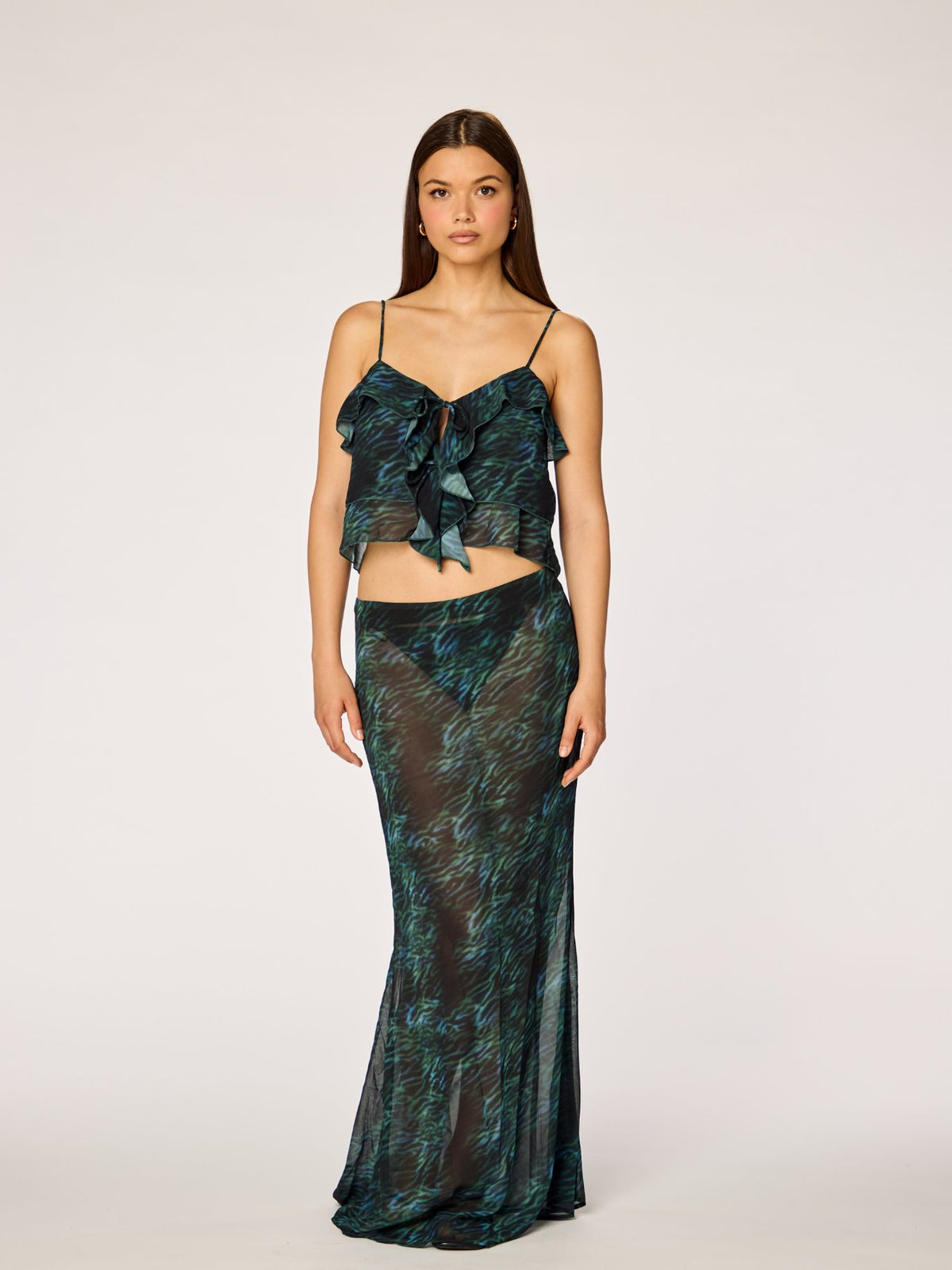 ROMANTIC - Sheer Maxi Skirt • Dark Jungle