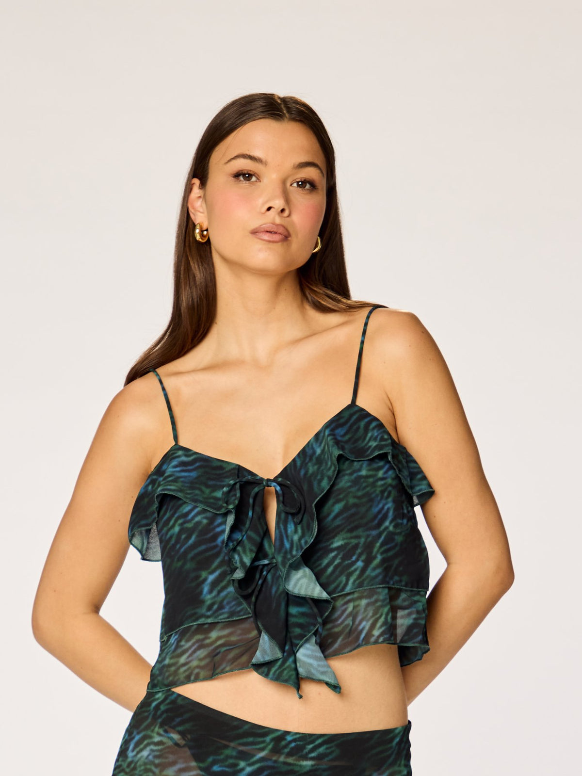 ROMANTIC - Sheer Volant Top • Dark Jungle