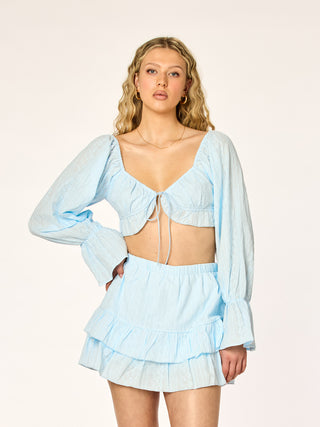 SUNSEEKER - Cropped Longsleeve Blouse • Sky Blue