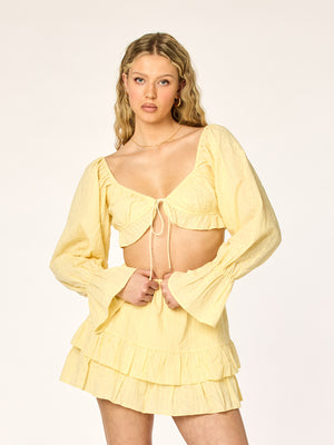 SUNSEEKER - Cropped Longsleeve Blouse • Lemon