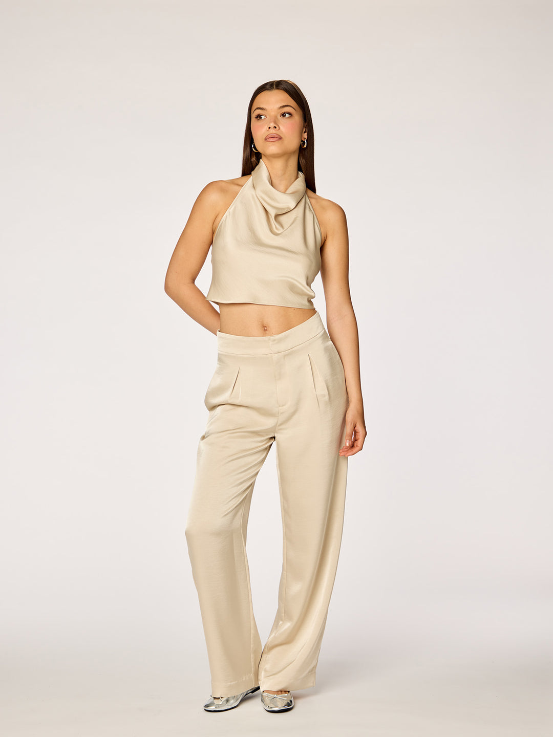 SAYA - Pleated Cup Top • Shiny Affogato