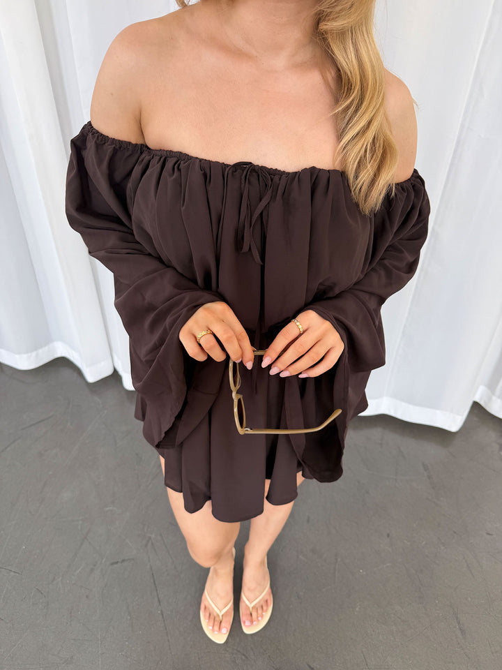 LIVA - Off Shoulder Playsuit • Dark Mocha