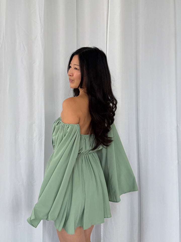 LIVA - Off Shoulder Playsuit • Sage