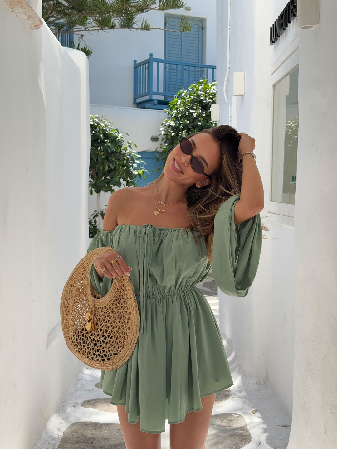 LIVA - Off Shoulder Playsuit • Sage