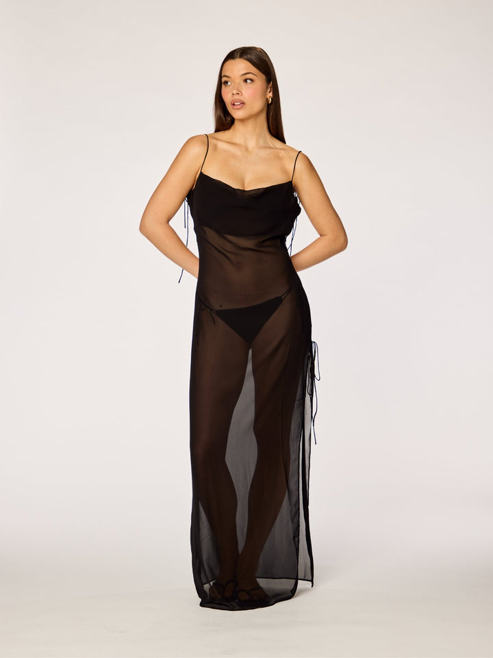 SUNDOWN Sheer Maxi Dress • Black – NINETY-9 - Main Image