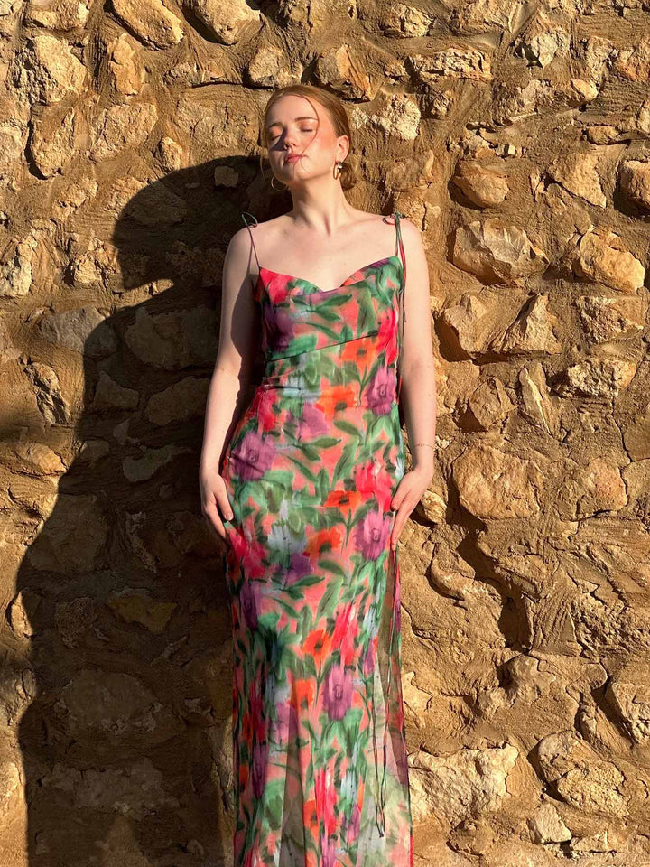 SUNDOWN - Sheer Maxi Dress • Faded Floral