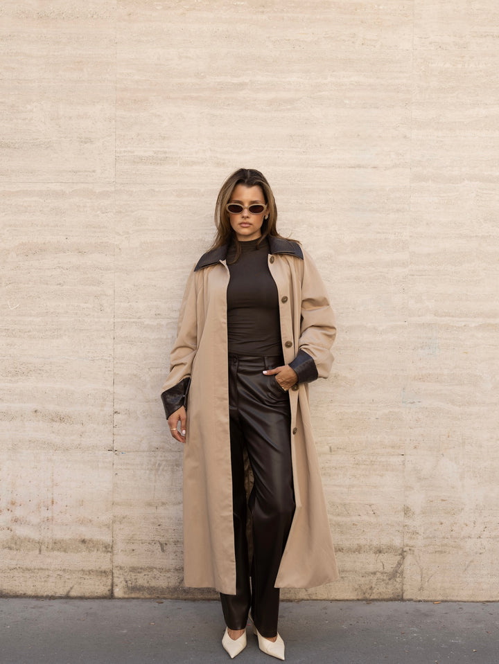 ORA - PU Leather Pants • Cocoa