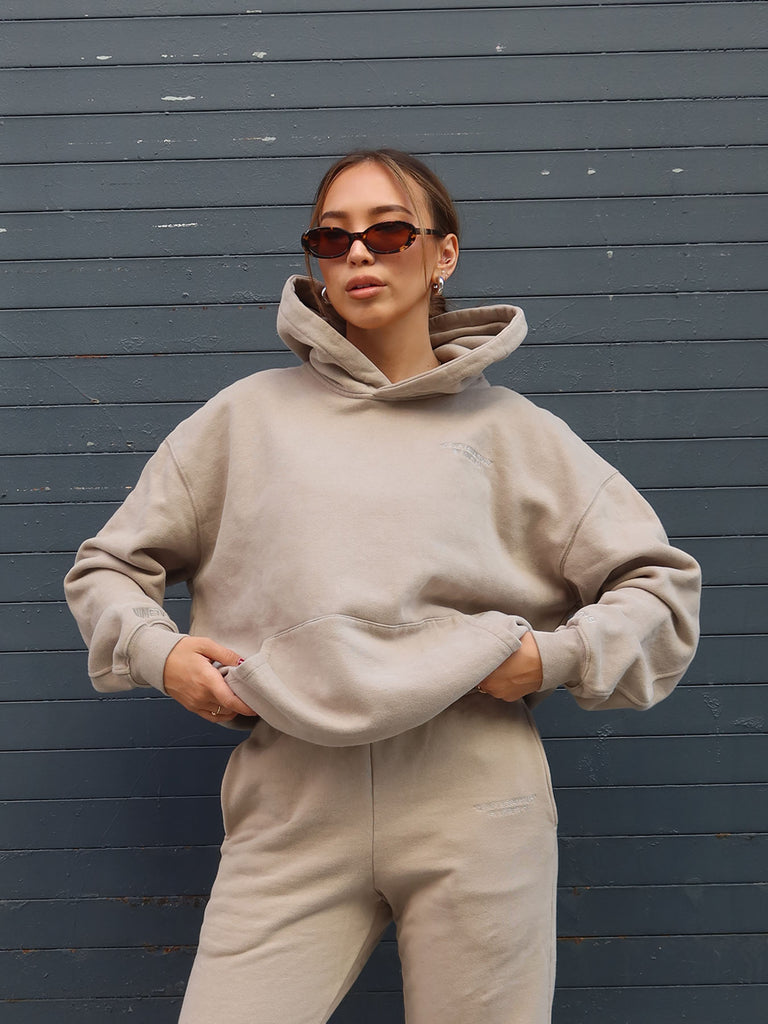 essentials hoodie stone