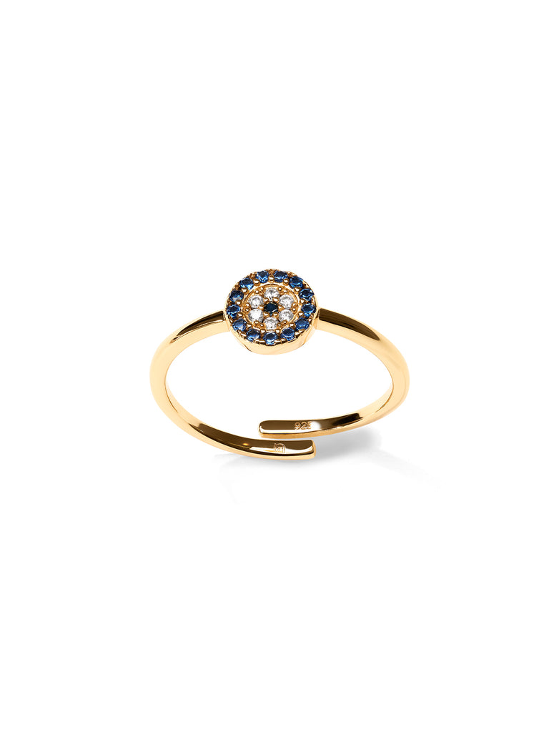 EVIL EYE Adjustable Ring Color 18K Yellow Gold NINETY 9