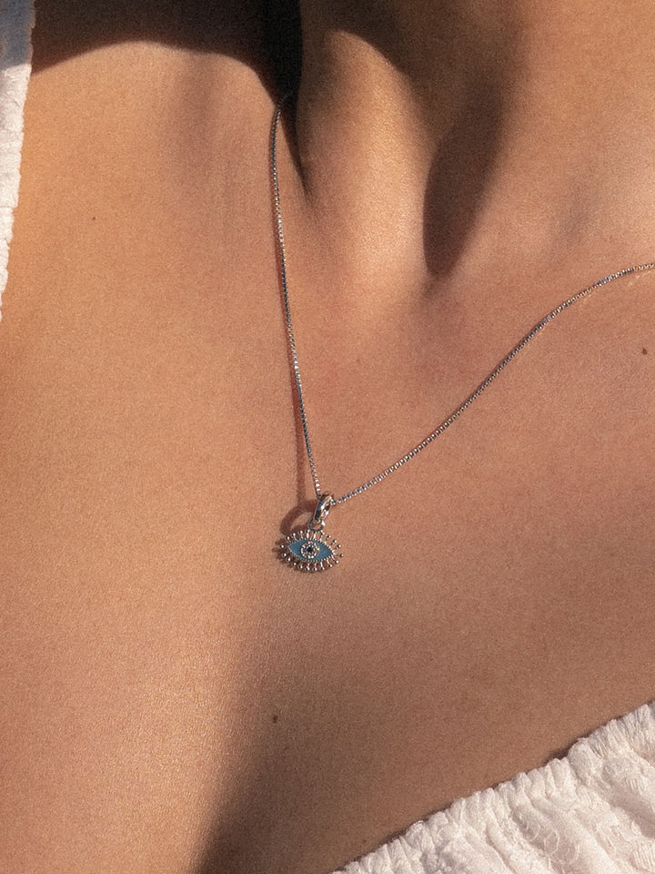 BLUE EVIL EYE - Charm • Color: White Gold