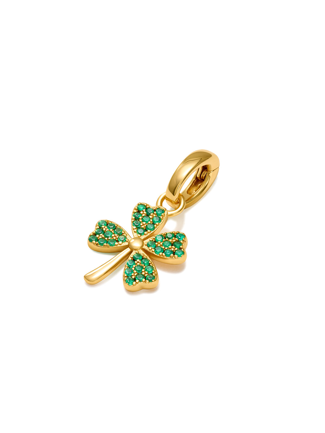 EMERALD CLOVER - Charm • Color: 18K Yellow Gold-CZ-green