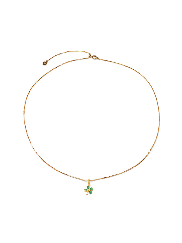 EMERALD CLOVER - Charm • Color: 18K Yellow Gold-CZ-green