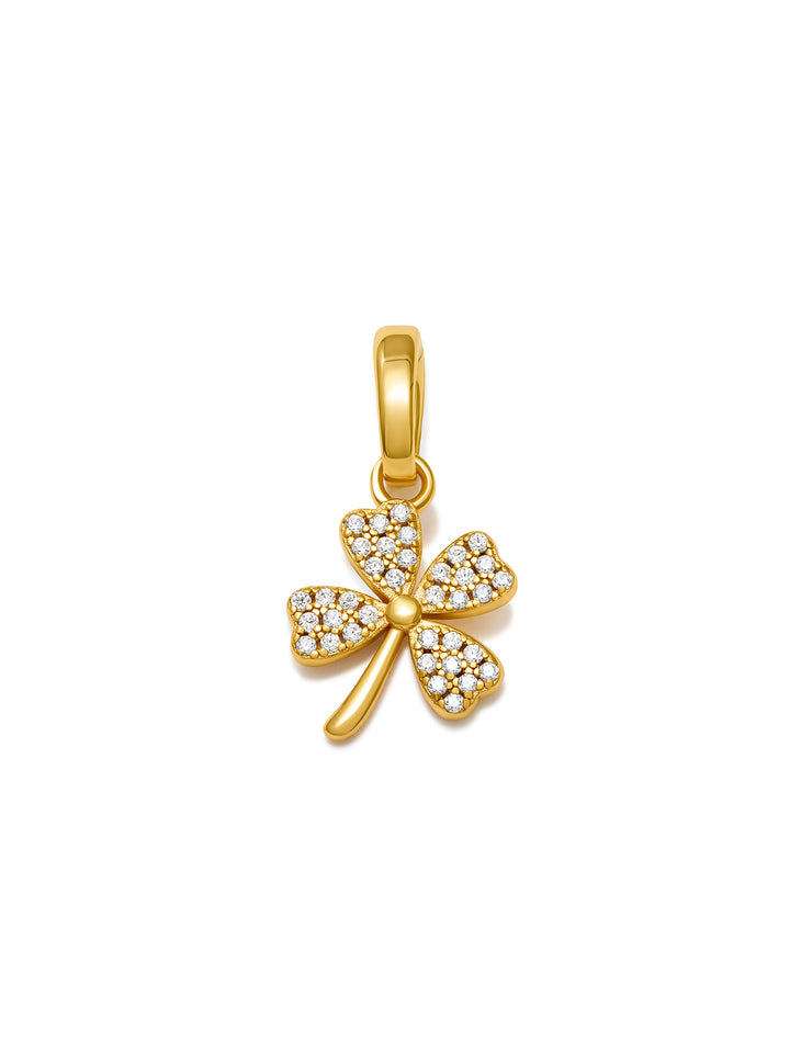 CLOVER - Charm • Color: 18K Yellow Gold-CZ-white