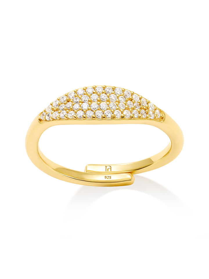 PRECIOUS - Adjustable Ring • Color: 18K Yellow Gold-CZ-white