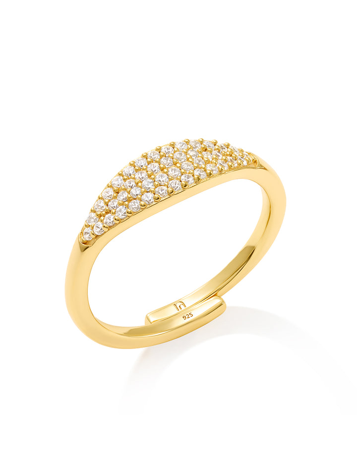 PRECIOUS - Adjustable Ring • Color: 18K Yellow Gold-CZ-white