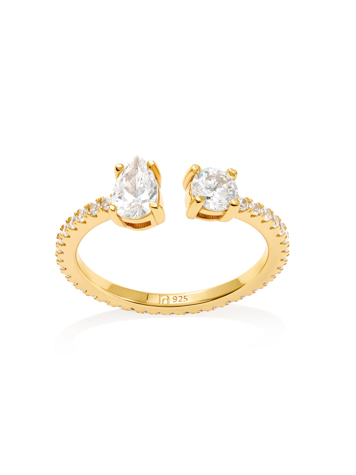 TWIN - Ring • Color: 18K Yellow Gold-CZ-white