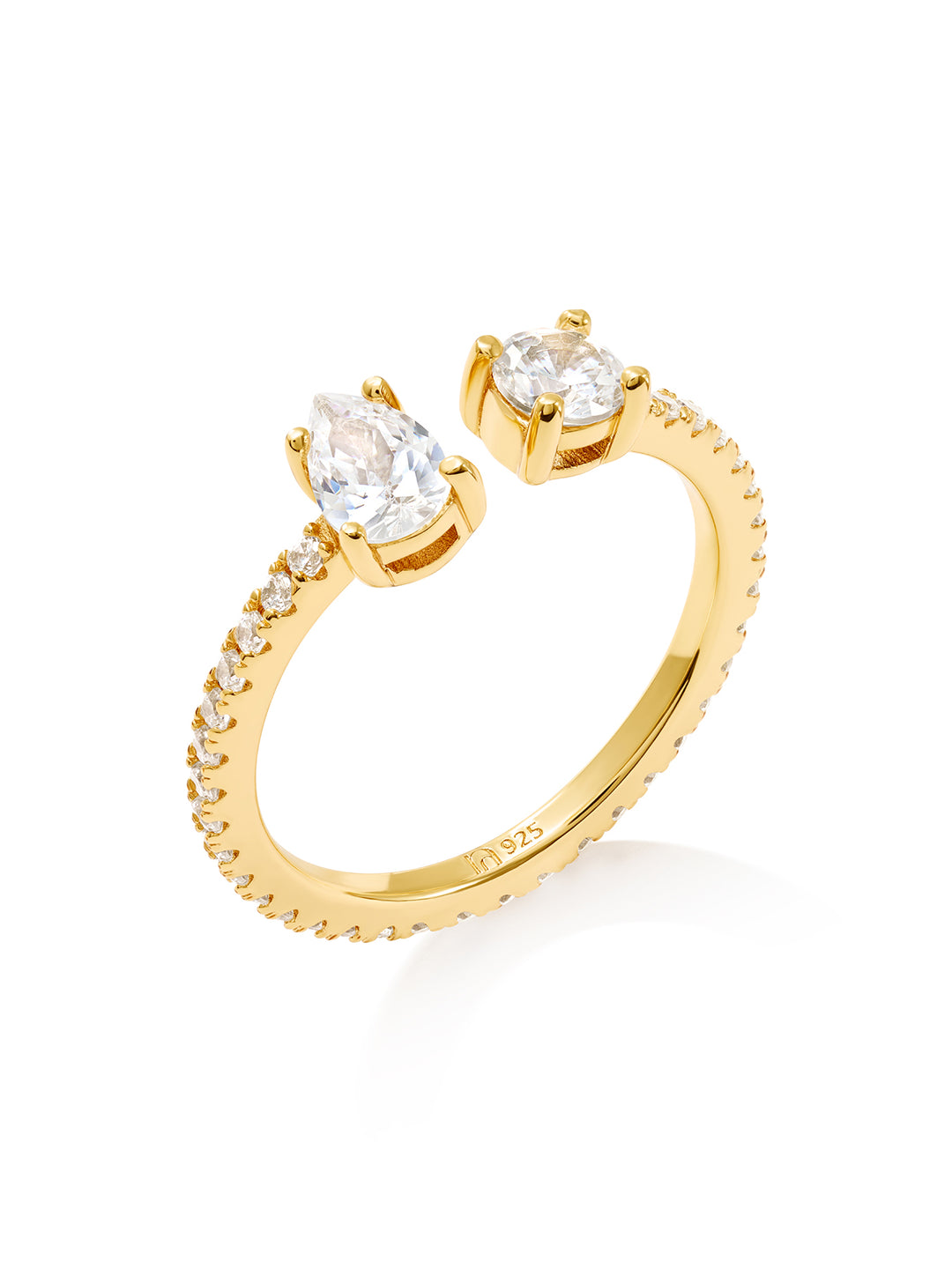 TWIN - Ring • Color: 18K Yellow Gold-CZ-white