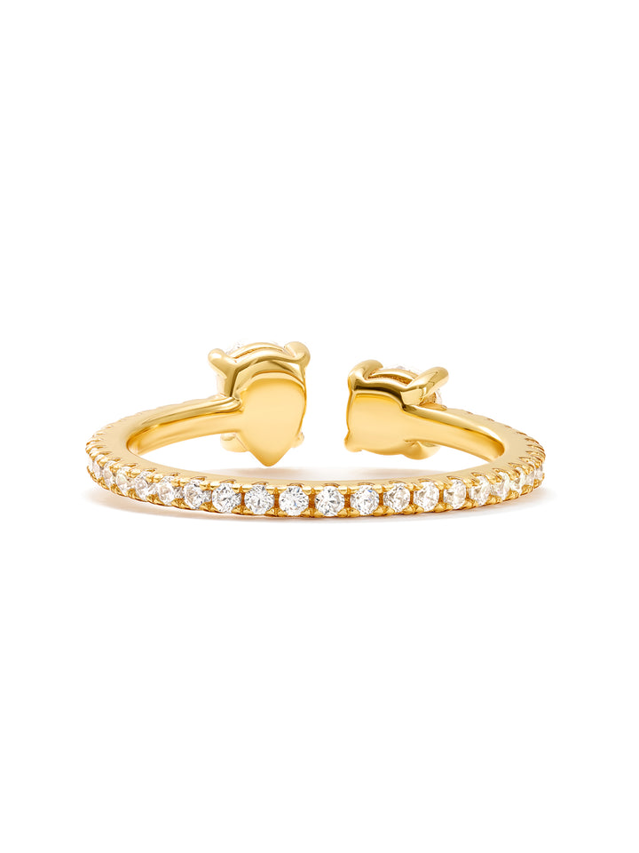 TWIN - Ring • Color: 18K Yellow Gold-CZ-white