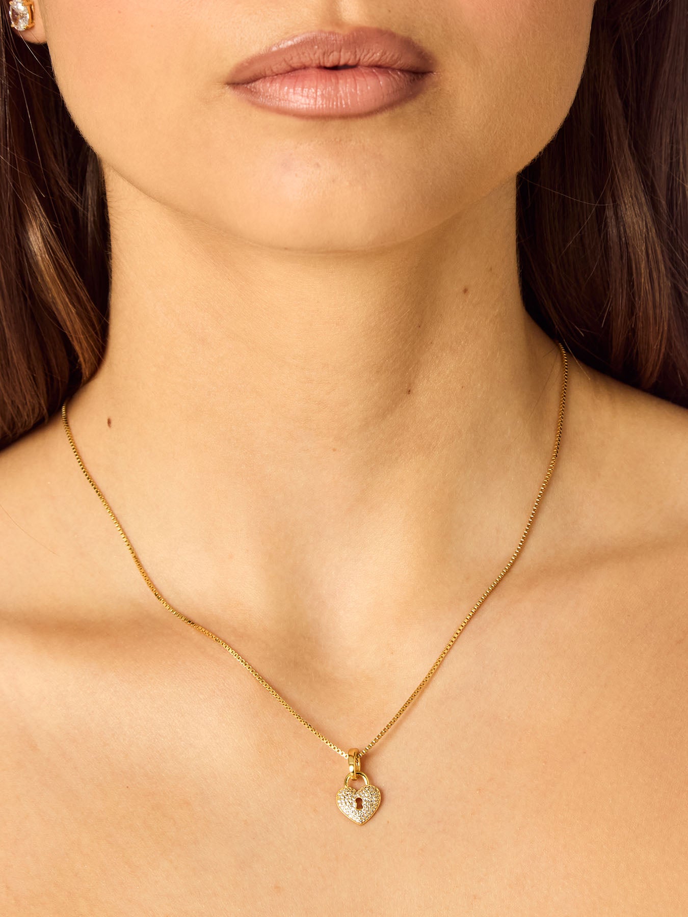 SPARKLE LOCKED HEART - Charm • Color: 18K Yellow Gold – NINETY-9