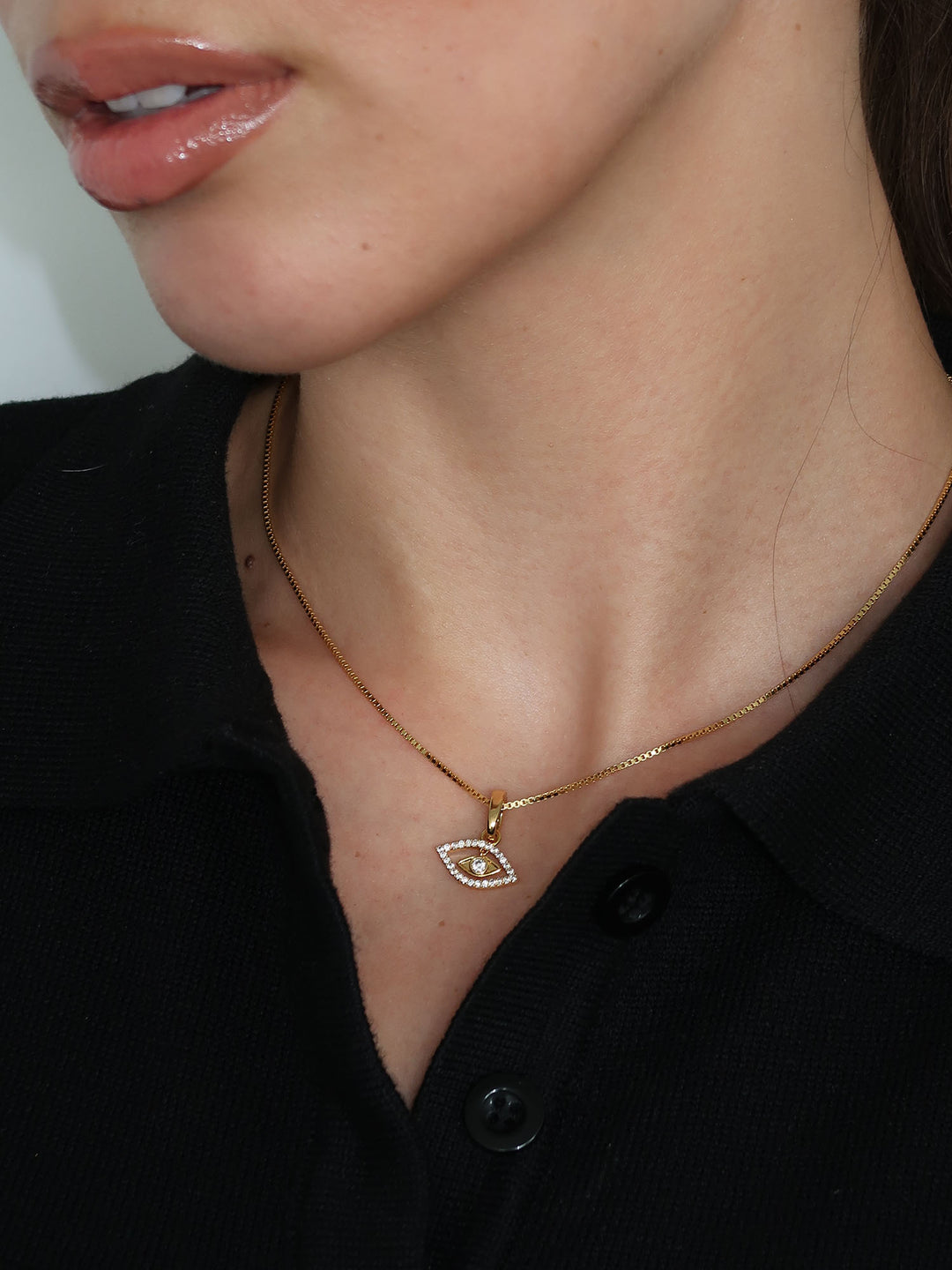 CRYSTAL EVIL EYE - Charm • Color: 18K Yellow Gold