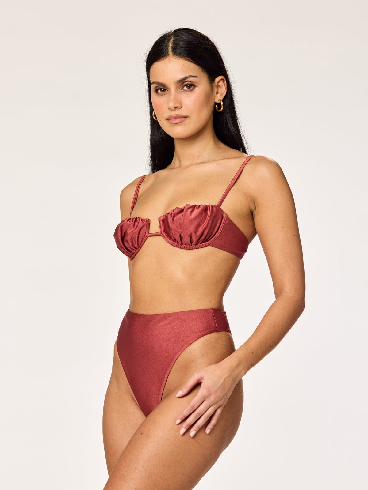 MERMAID - Pleated Cup Top • Shiny Mauve