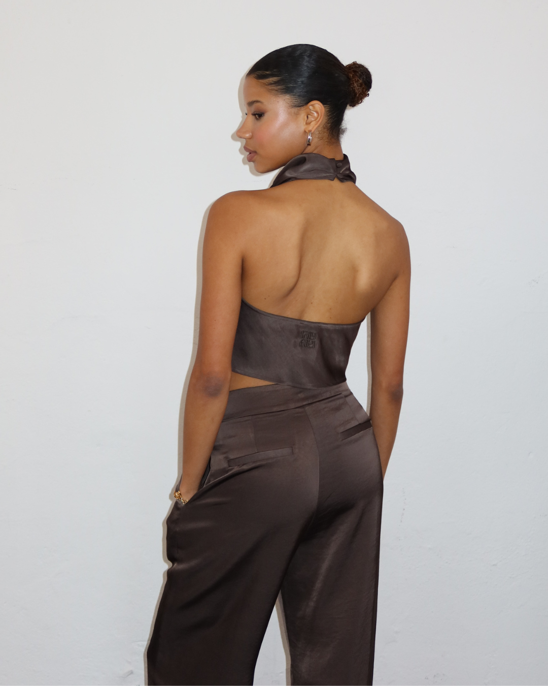 SAYA - Pleated Cup Top • Shiny Affogato
