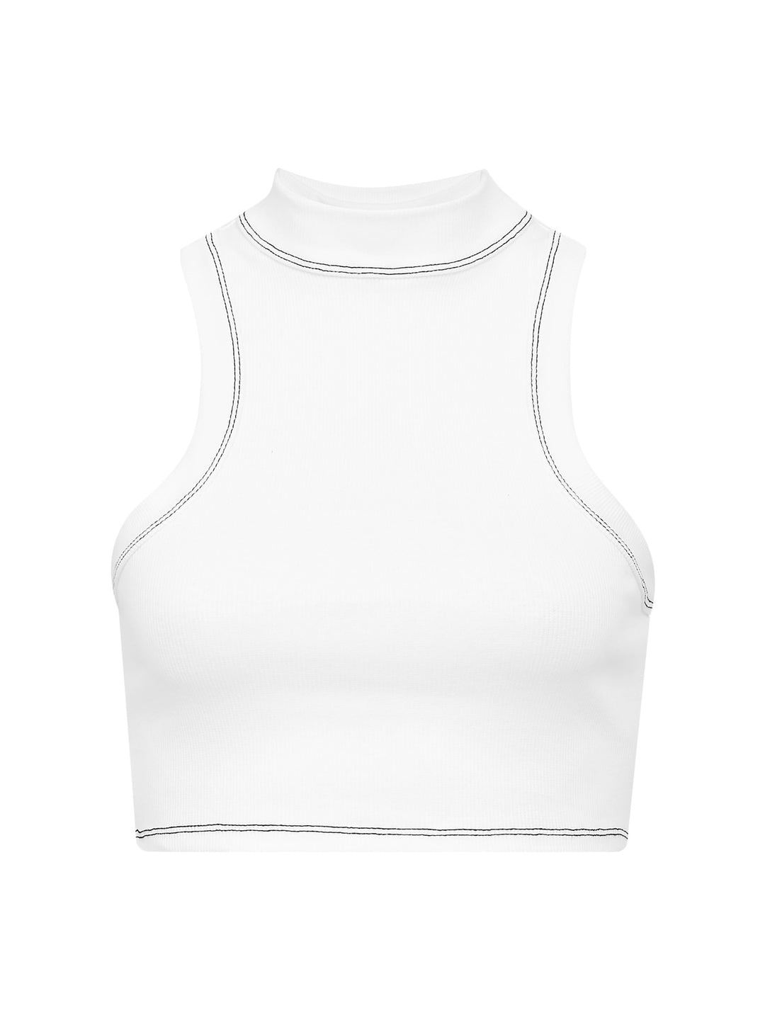 CONTRAST - Ribbed Cropped Top • White
