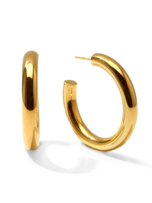 STAPLE Hoops Large • Color: 18K Yellow Gold