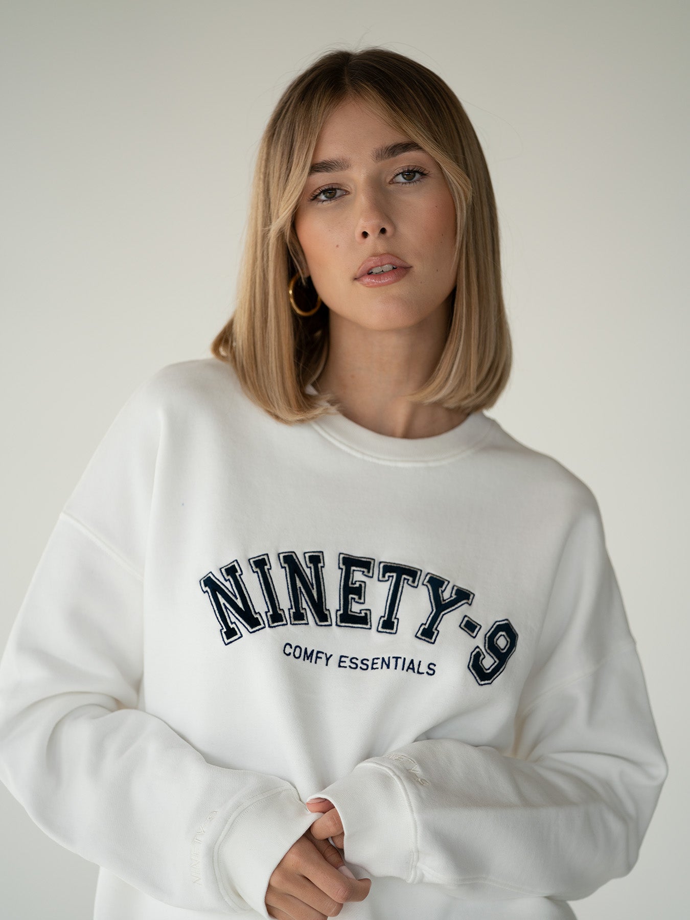 White sale college sweater