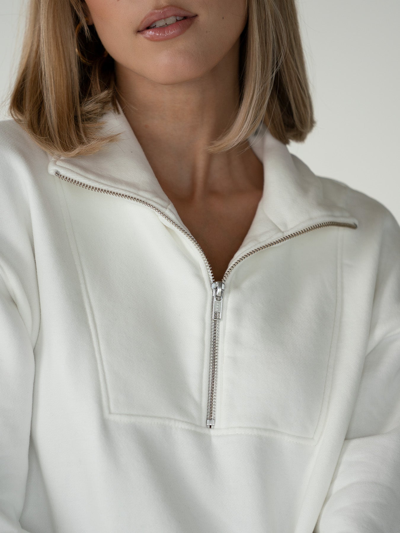ESSENTIALS - Half-Zip Sweater • Off-White – NINETY-9