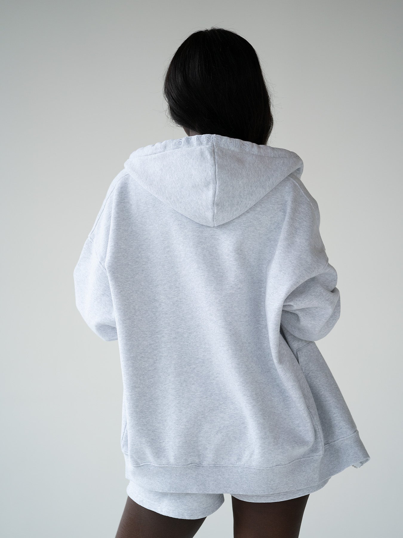 ESSENTIALS Zipper Hoodie Light Grey NINETY 9
