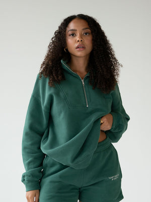 ESSENTIALS - Half-Zip Sweater  •  Forest Green
