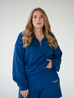 ESSENTIALS - Half-Zip Sweater  •  Classic Blue